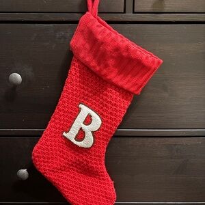 Red Knit Christmas Stocking with Letter B